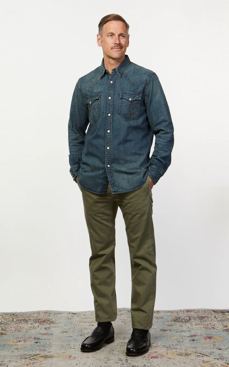 RRL Buffalo Western Shirt Denim Dark Wash - Image 3