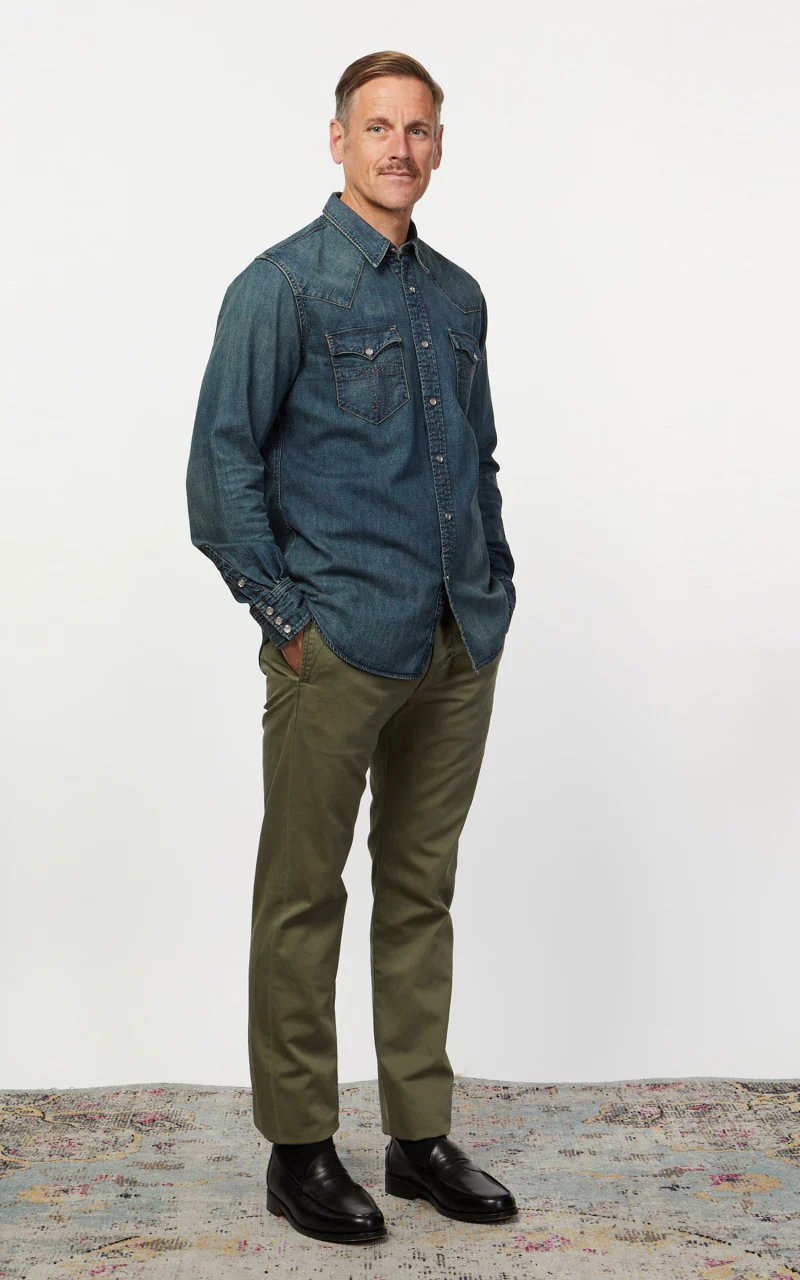 RRL Buffalo Western Shirt Denim Dark Wash - Image 4