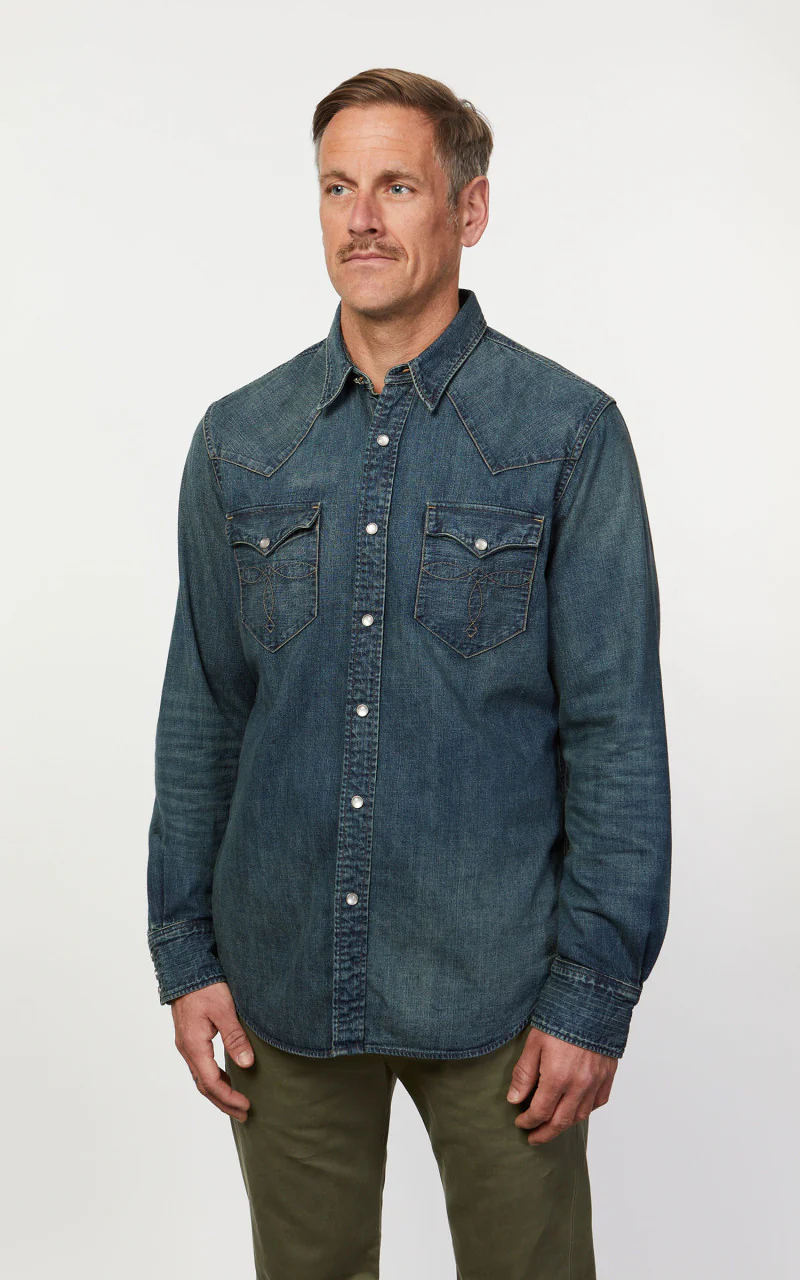 RRL Buffalo Western Shirt Denim Dark Wash - Image 5