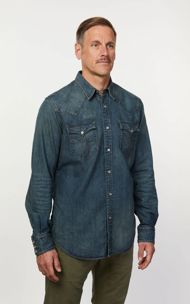 RRL Buffalo Western Shirt Denim Dark Wash - Image 6