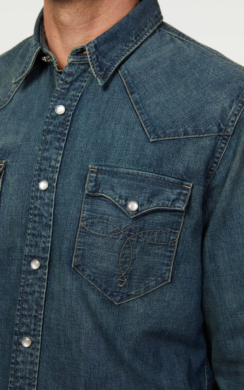 RRL Buffalo Western Shirt Denim Dark Wash - Image 9