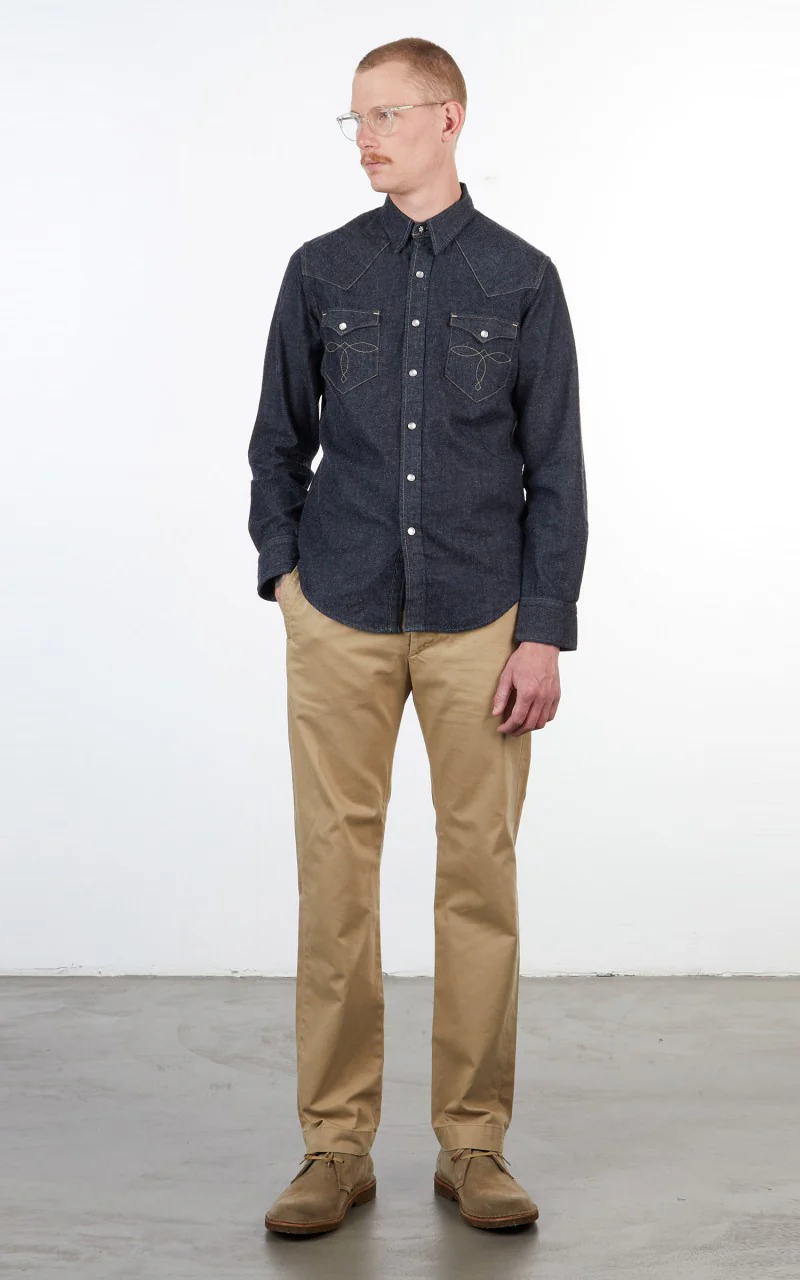 RRL Buffalo Western Shirt Denim Indigo Rinse - Image 3
