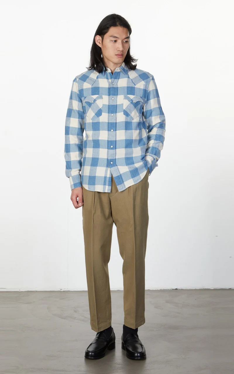 RRL Buffalo Western Shirt Indigo/Cream - Image 2