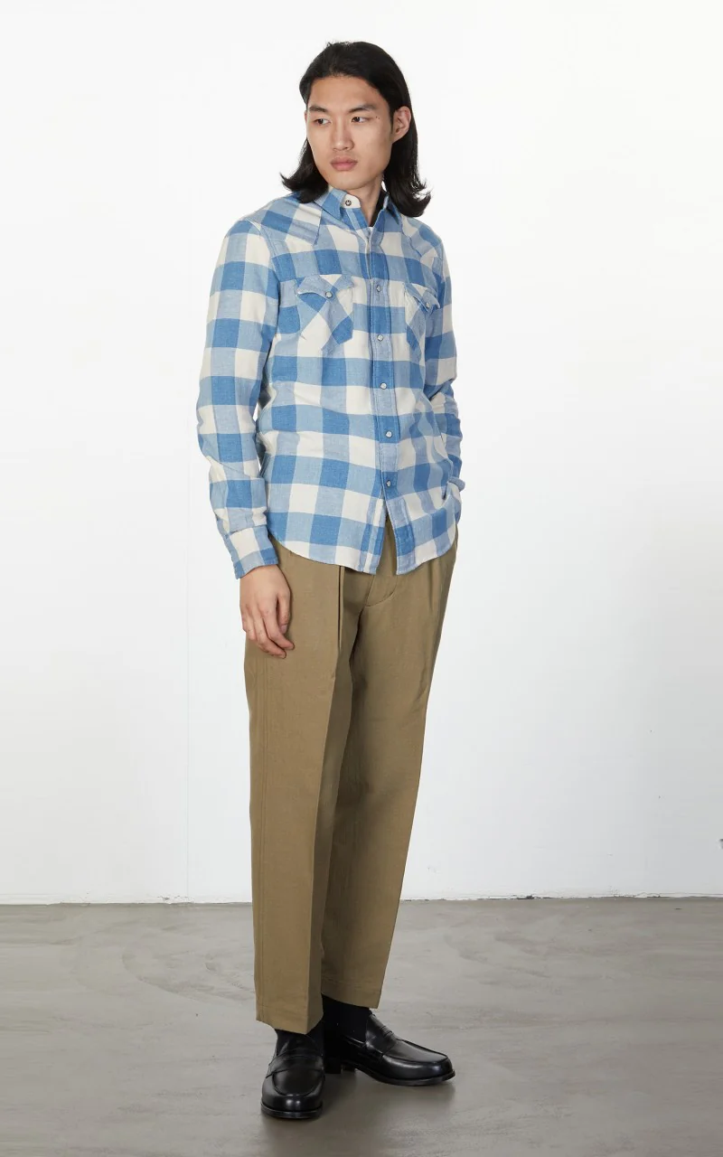 RRL Buffalo Western Shirt Indigo/Cream - Image 3