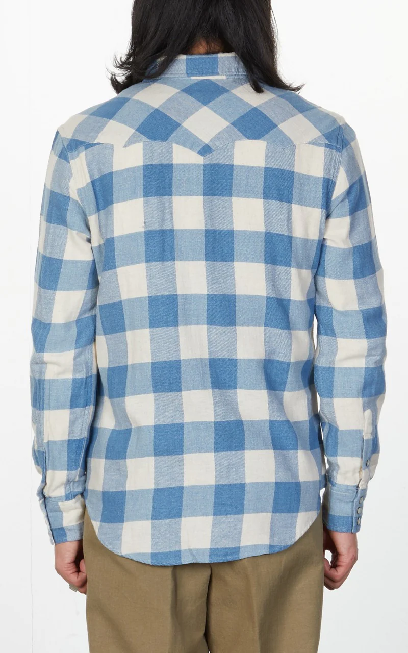 RRL Buffalo Western Shirt Indigo/Cream - Image 4