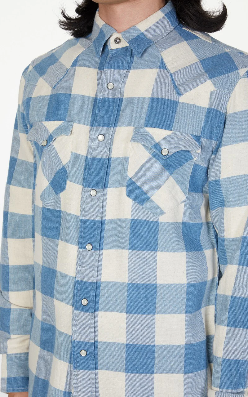 RRL Buffalo Western Shirt Indigo/Cream - Image 5