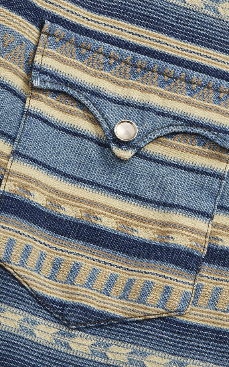 RRL Buffalo Western Shirt Jacquard Indigo - Image 4