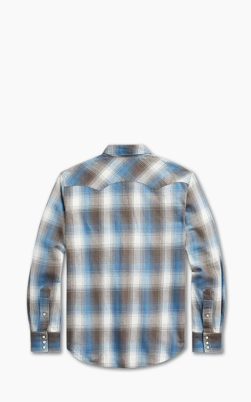 RRL Buffalo Western Shirt Plaid Twill Blue Multi - Image 2