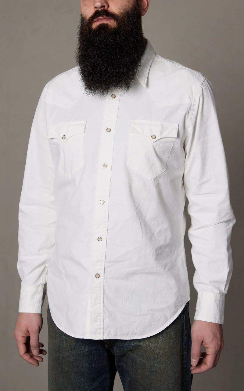 RRL Buffalo Western Shirt Poplin White - Image 3