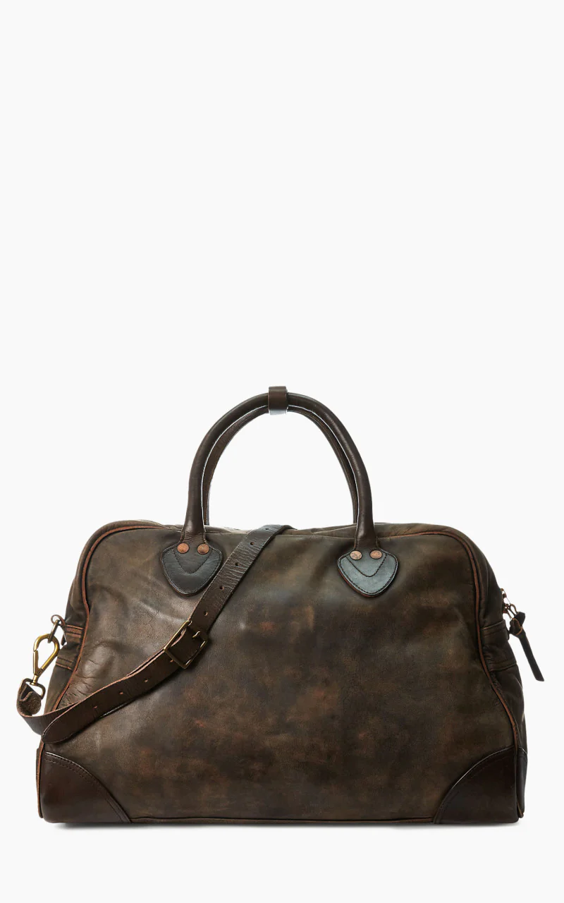 RRL Burlington Duffel Leather Bag Black Over Brown - Image 5