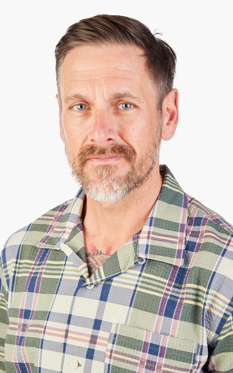 RRL Camp Shirt Madras-Print Seersucker Green/Cream/Muli - Image 5
