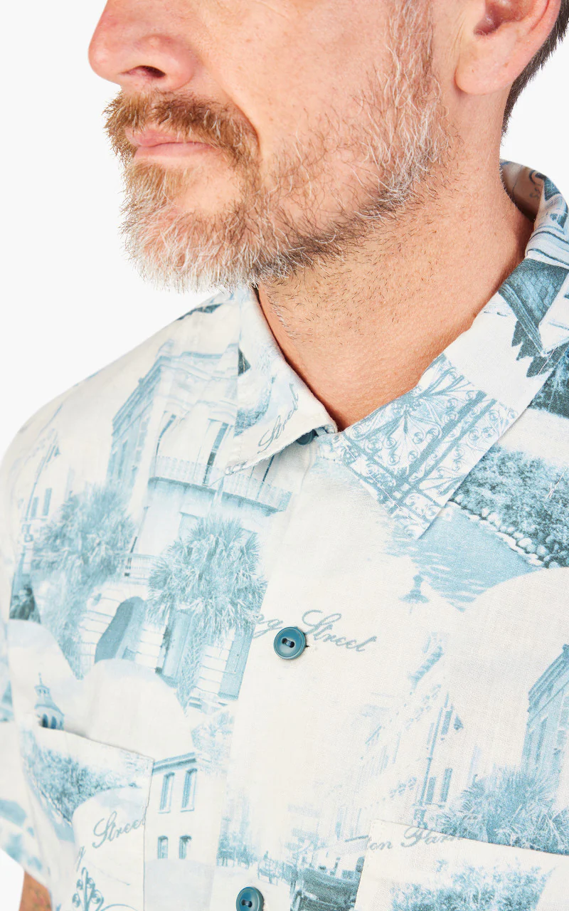 RRL Camp Shirt Postcard-Print Linen-Cotton Cream/Blue - Image 6