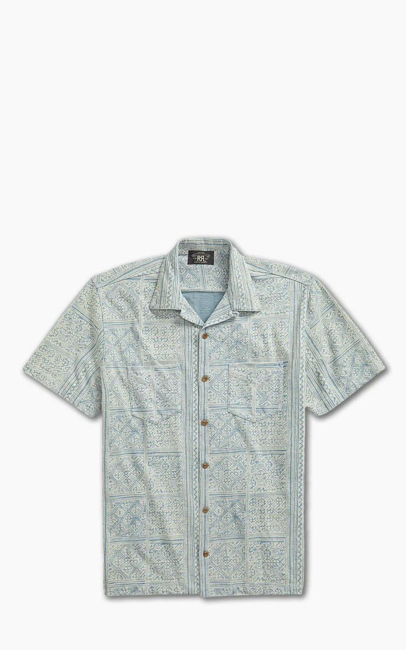 RRL Camp Shirt Print Jersey Indigo