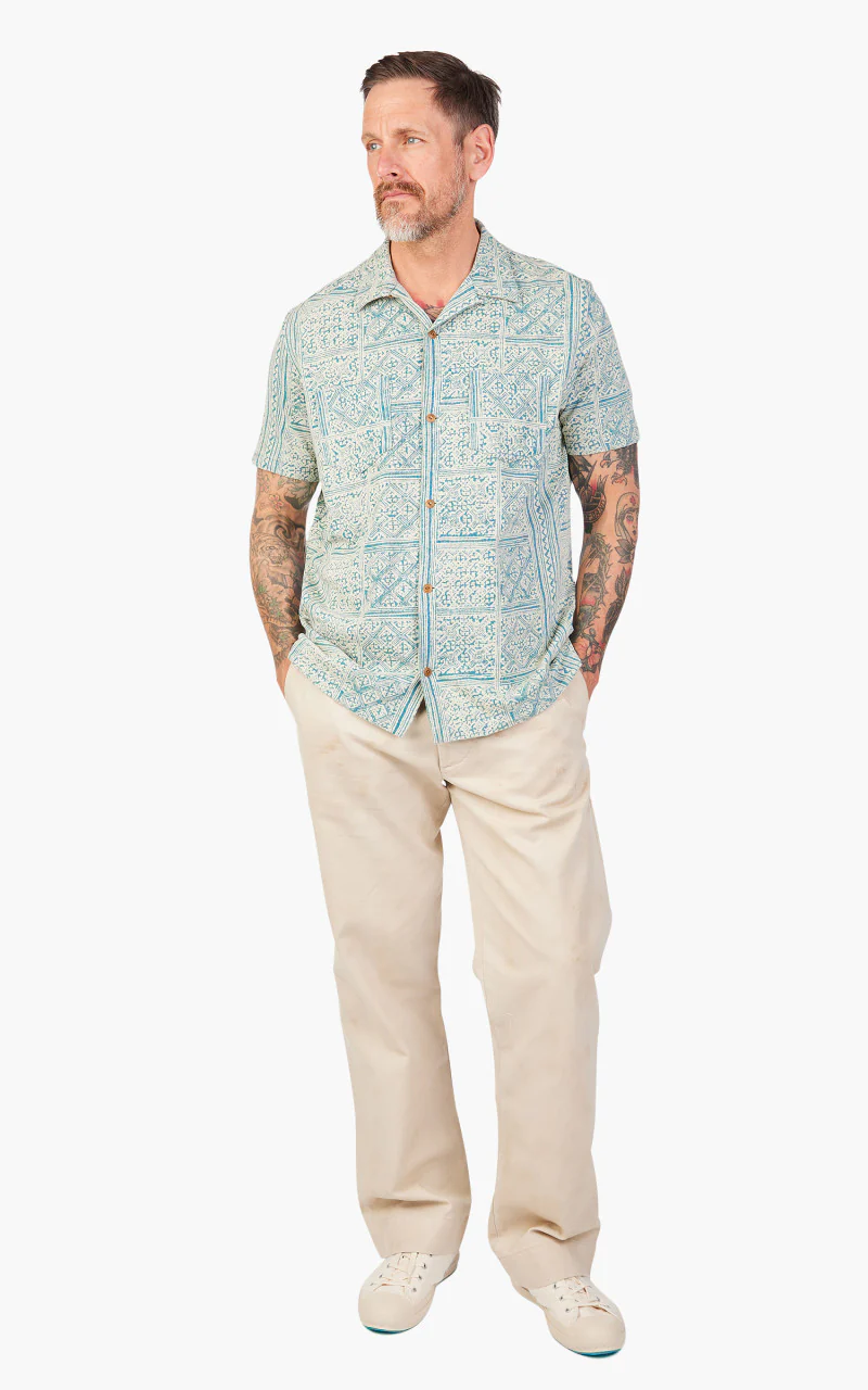 RRL Camp Shirt Print Jersey Indigo - Image 2