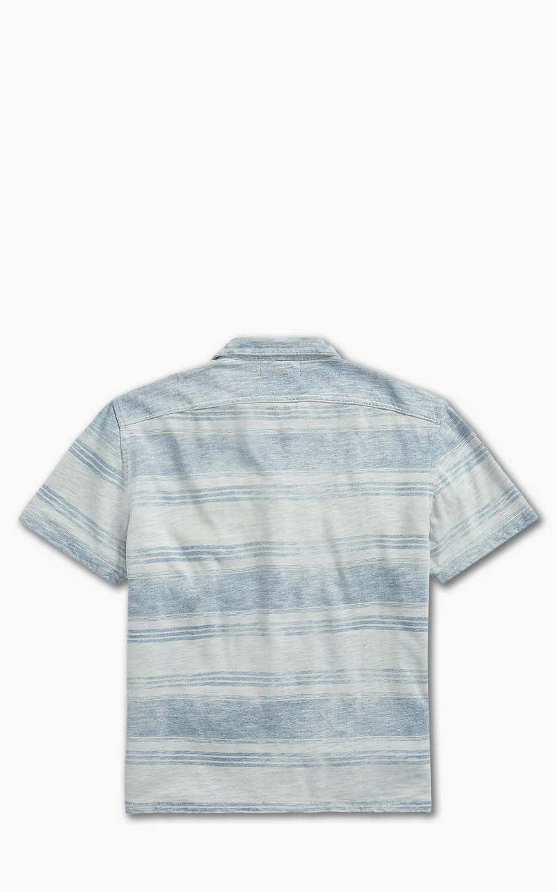 RRL Camp Shirt Striped Jersey Indigo - Image 3