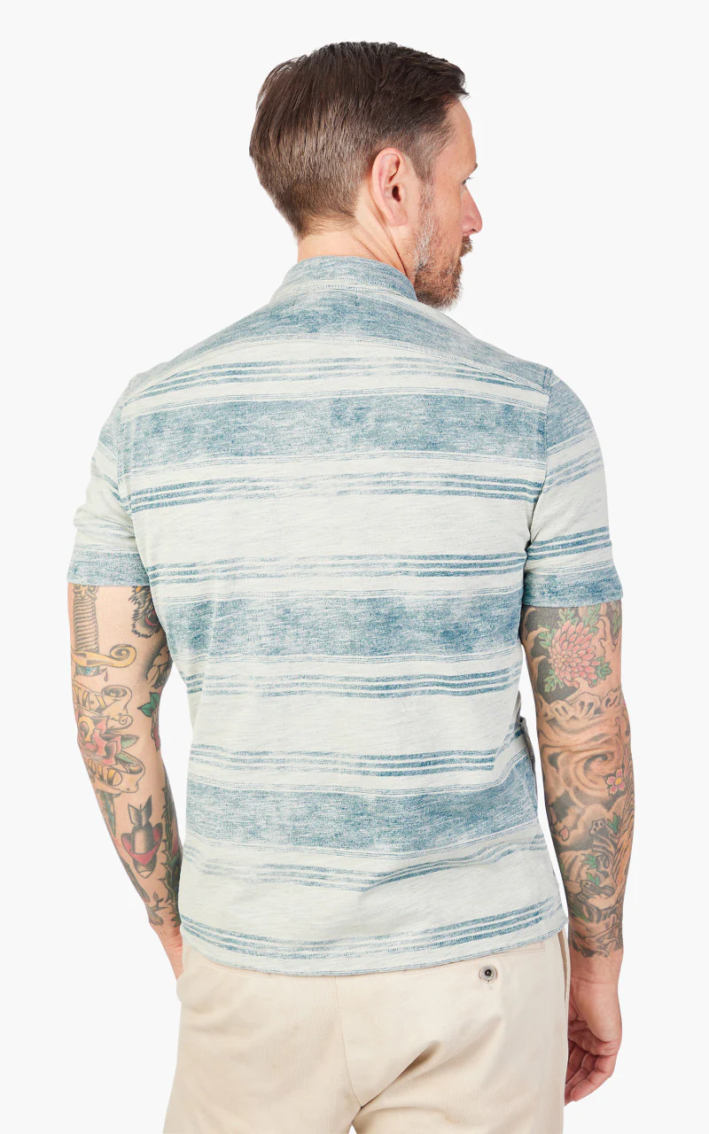 RRL Camp Shirt Striped Jersey Indigo - Image 8