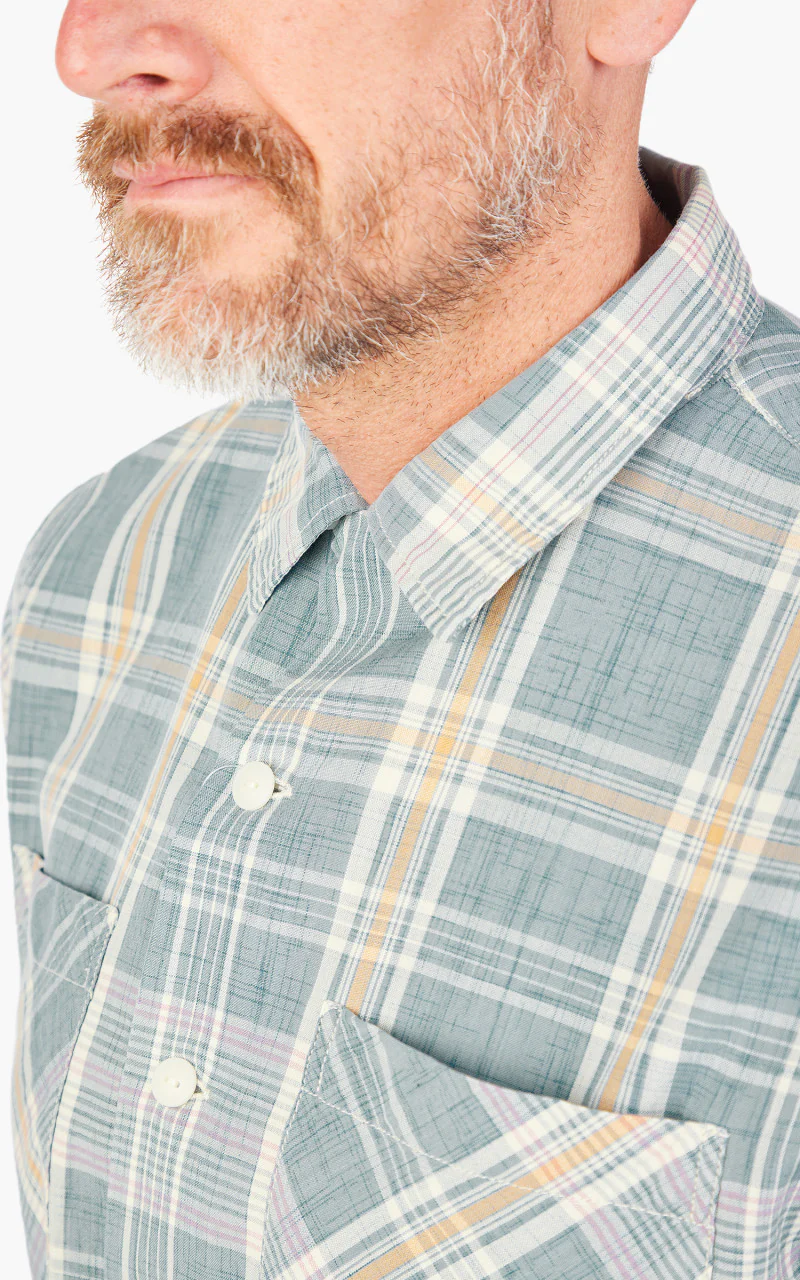 RRL Camp Shirt Towns Madras Light Blue - Image 6