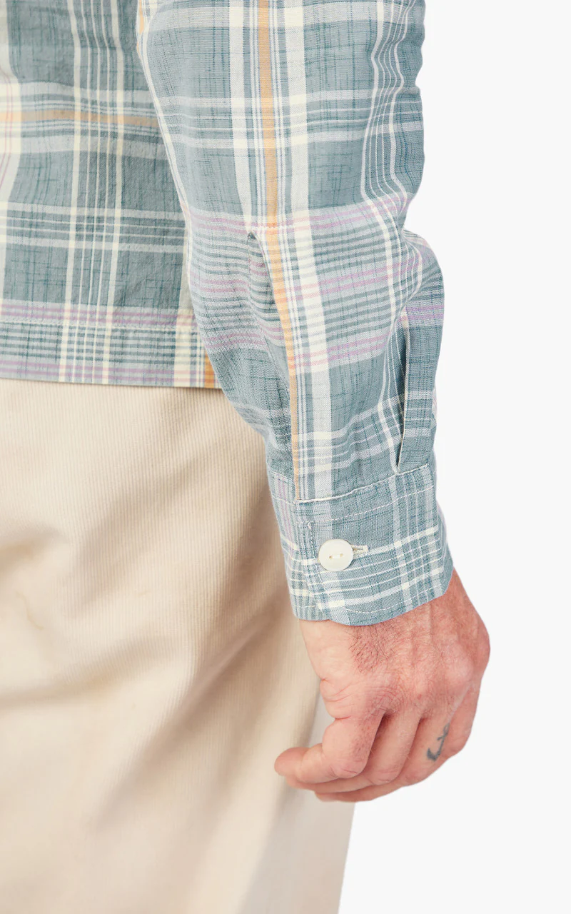 RRL Camp Shirt Towns Madras Light Blue - Image 9