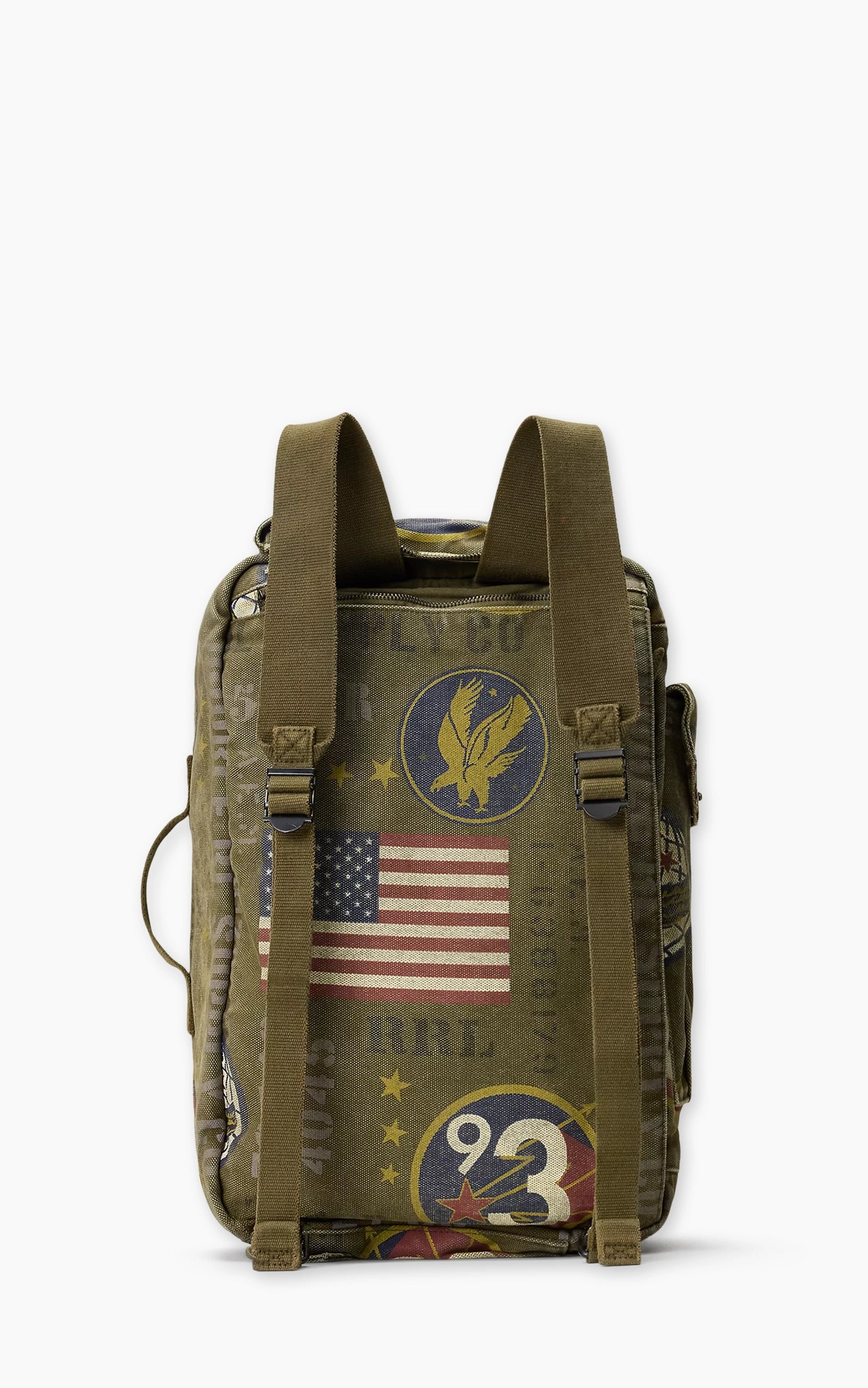 RRL Canvas Graphic Backpack Olive Drab/Multi - Image 2