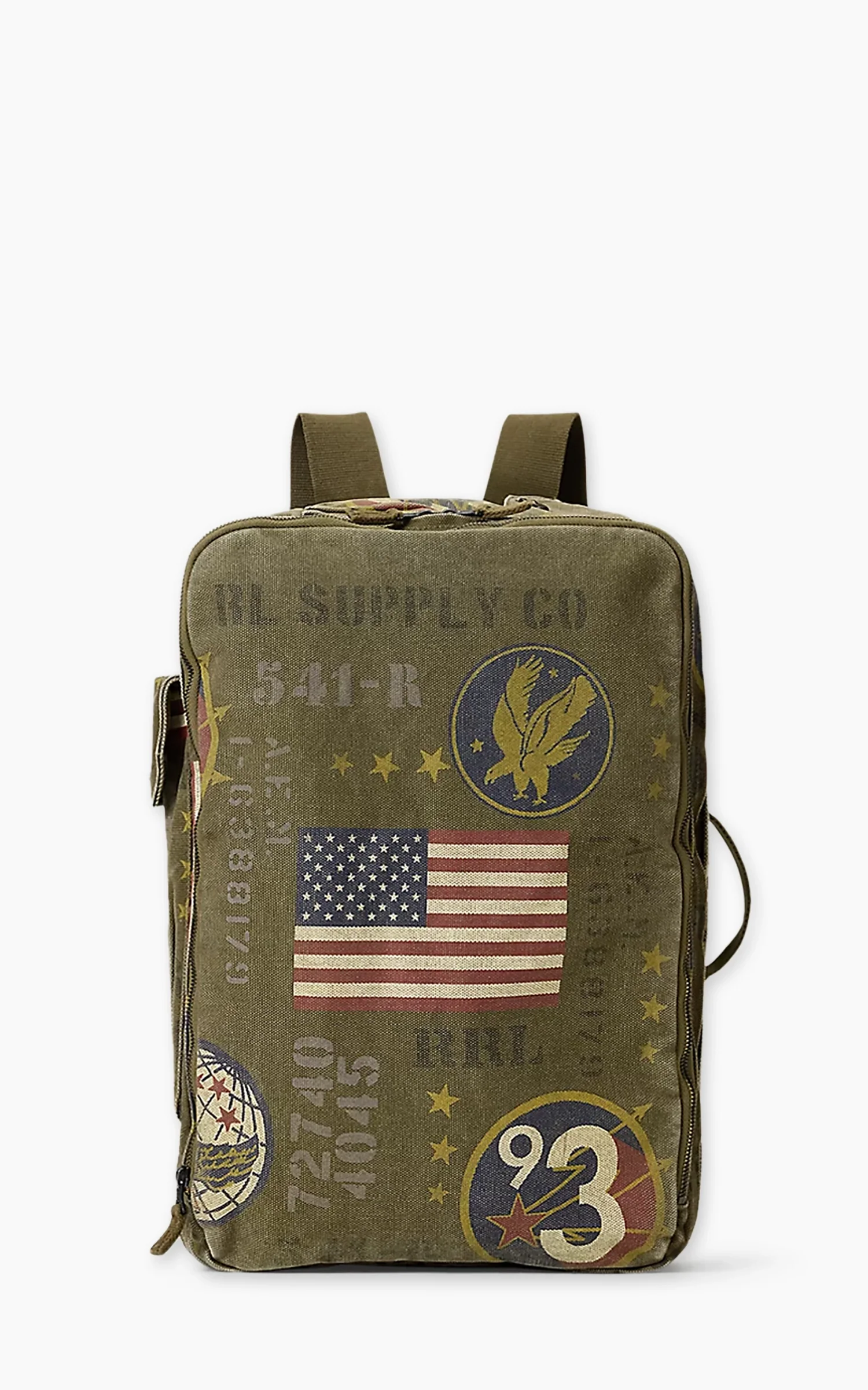 RRL Canvas Graphic Backpack Olive Drab/Multi - Image 3