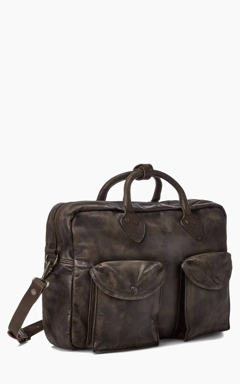 RRL Cargo Leather Briefcase Dark Brown - Image 2