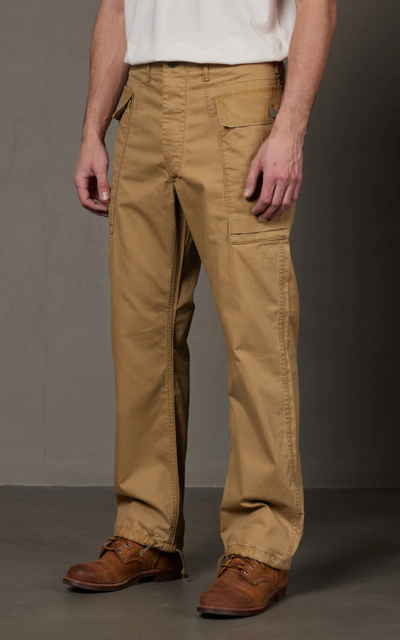 RRL Cargo Trouser Herringbone Twill Khaki - Image 4
