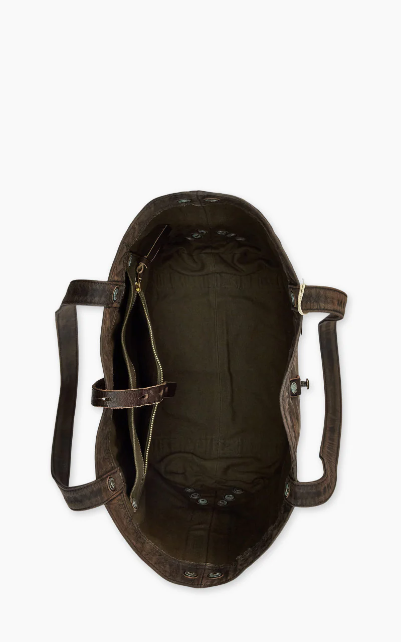 RRL Carter Tote Leather Bag Black Over Brown - Image 3