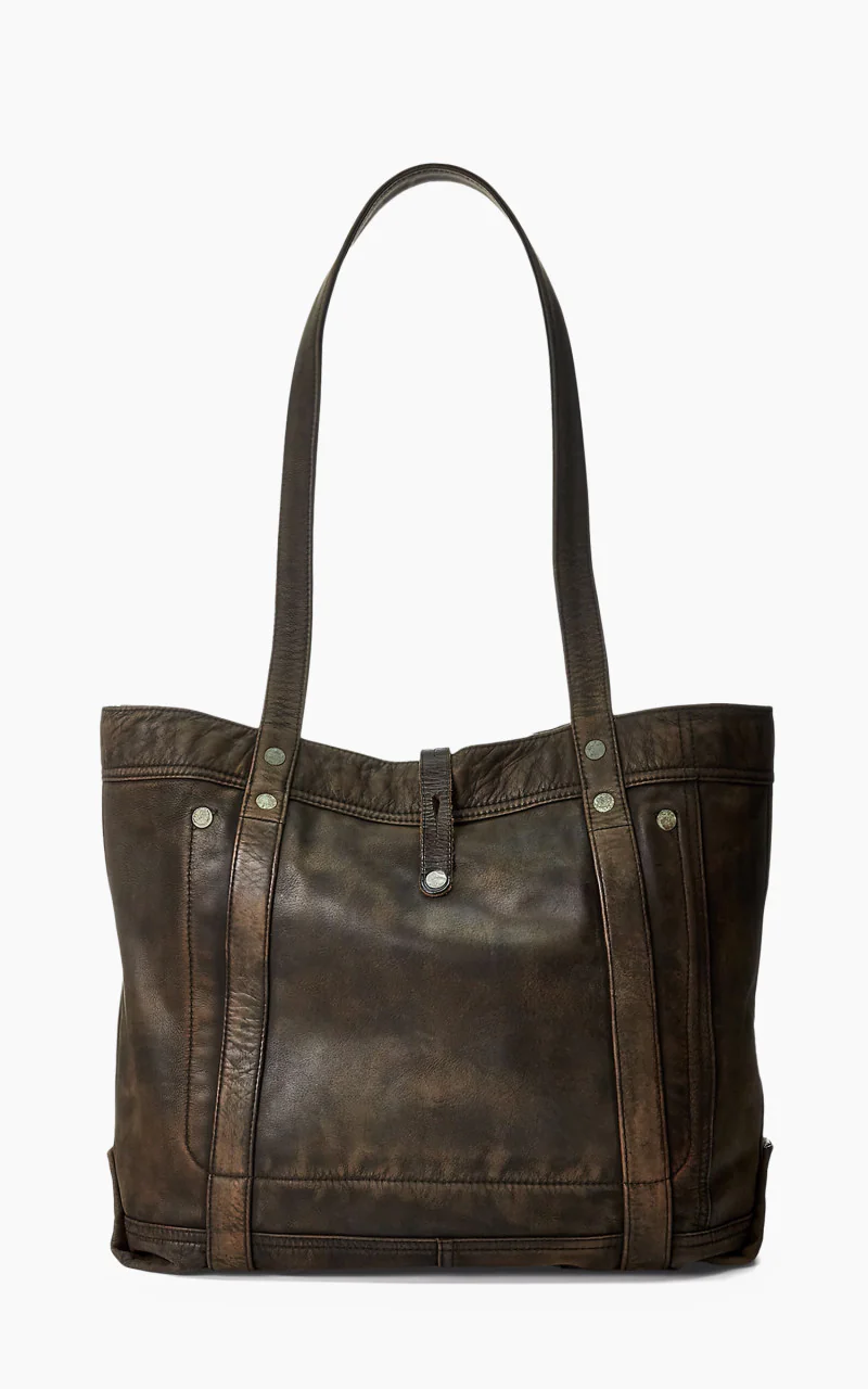RRL Carter Tote Leather Bag Black Over Brown - Image 5