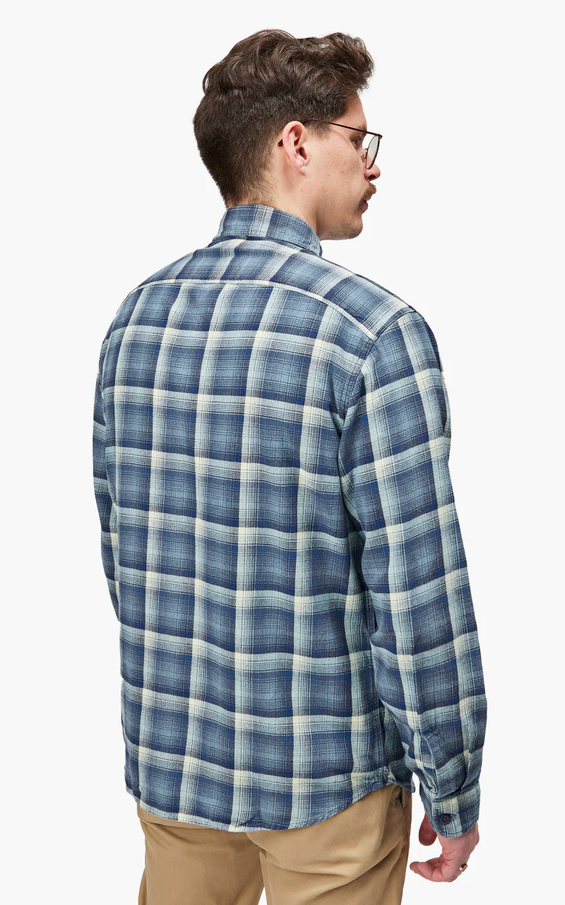 RRL Clint Western Shirt Indigo/Cream - Image 5