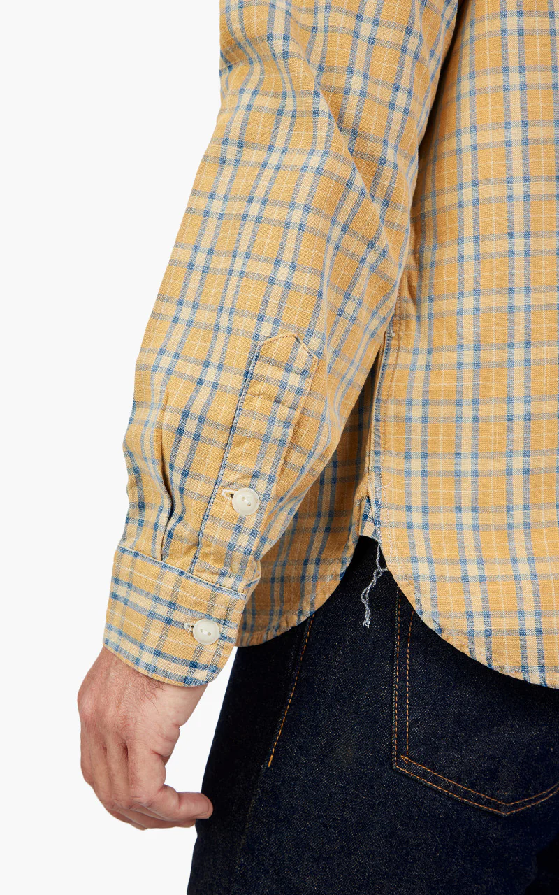 RRL Cody Plaid Woven Workshirt Tan/Indigo - Image 8
