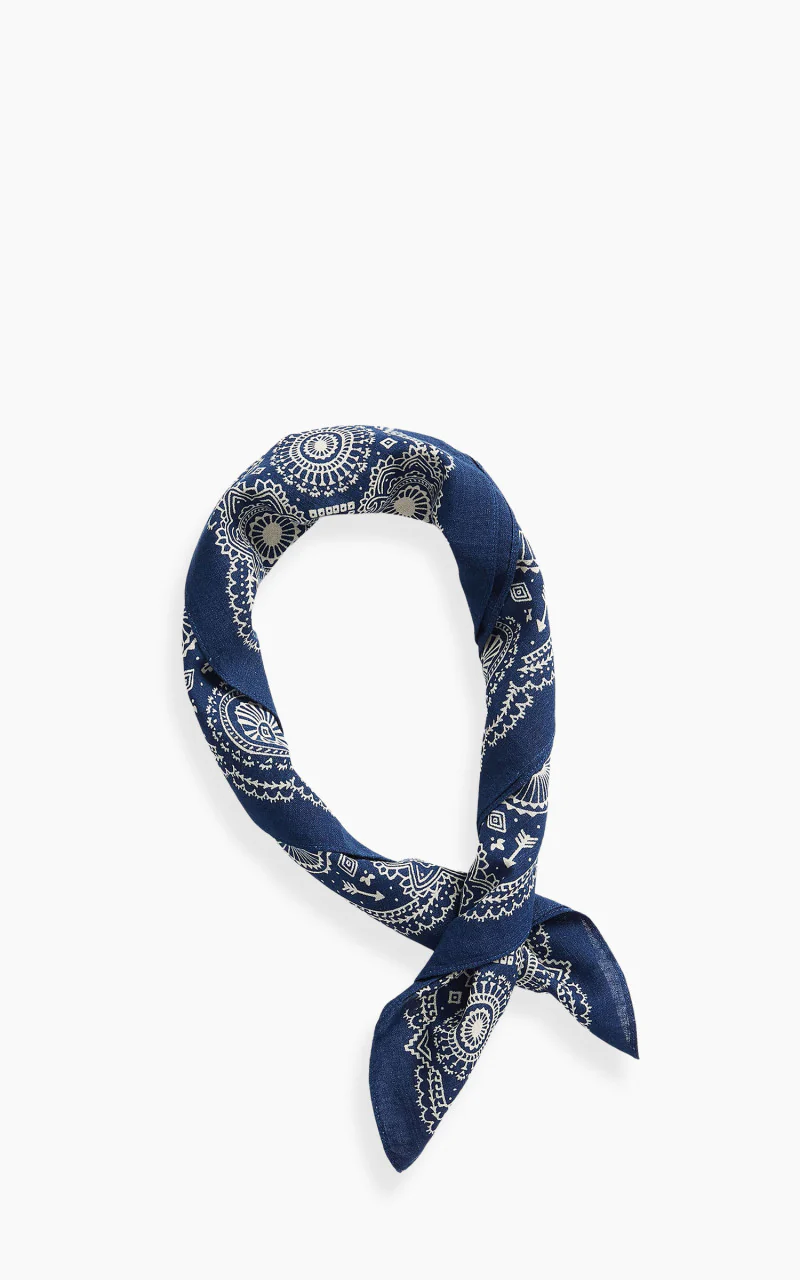 RRL Concha Logo Cotton Bandana Indigo/Cream - Image 2