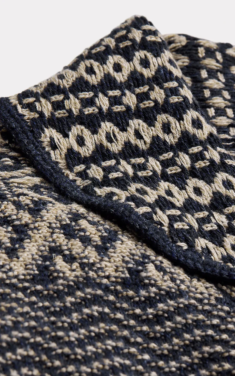 RRL Cotton Blend Shawl Collar Cardigan Navy/Cream - Image 2
