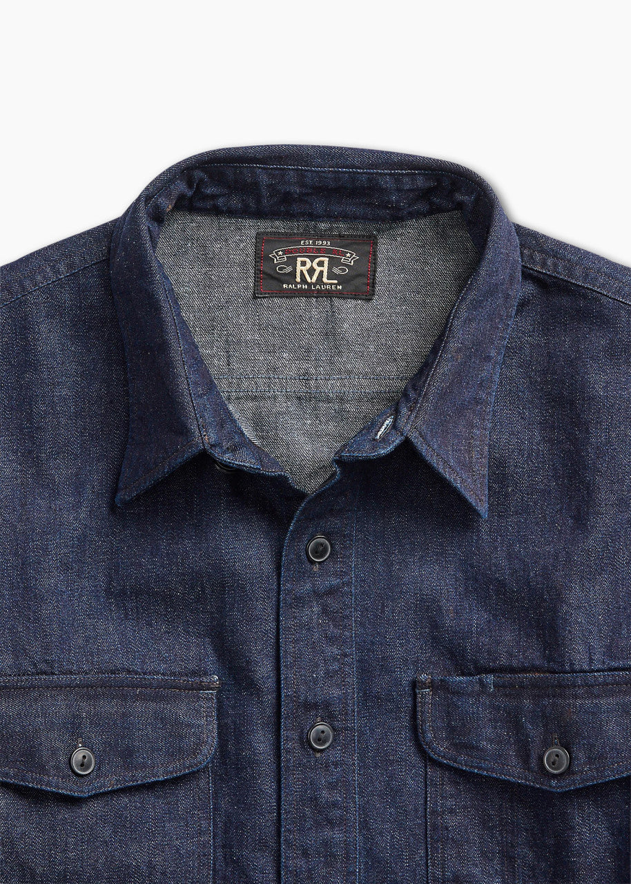 RRL Cotton-Linen Denim Workshirt Indigo - Image 3
