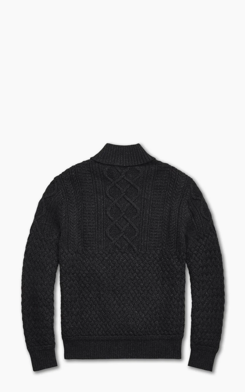 RRL Cotton-Wool Mockneck Jumper Black Heather - Image 3