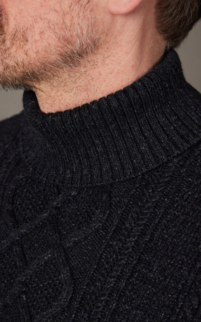 RRL Cotton-Wool Mockneck Jumper Black Heather - Image 6