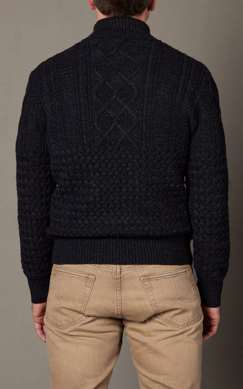 RRL Cotton-Wool Mockneck Jumper Black Heather - Image 7