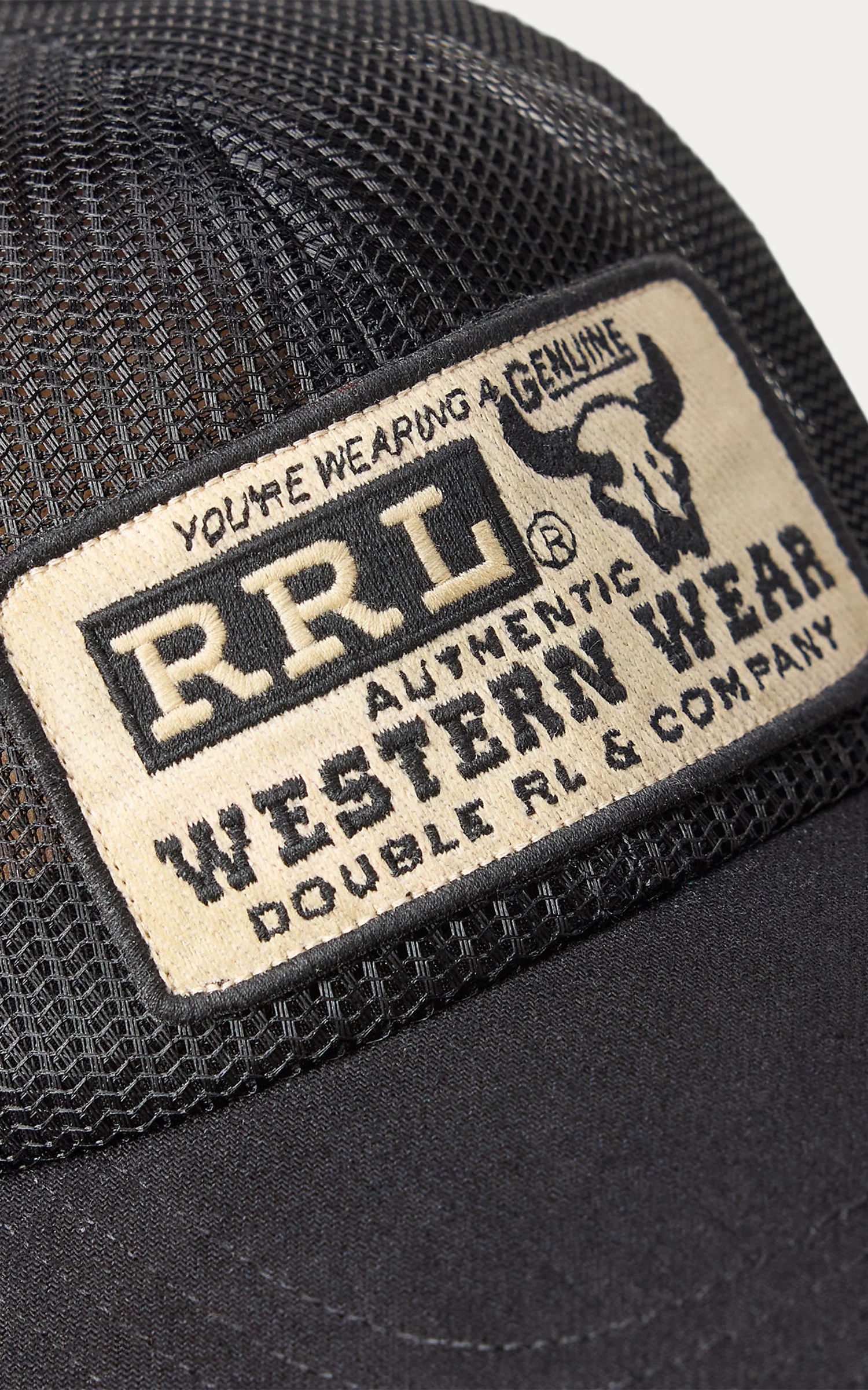 RRL Denim-Bill Mesh Trucker Cap Black - Image 3