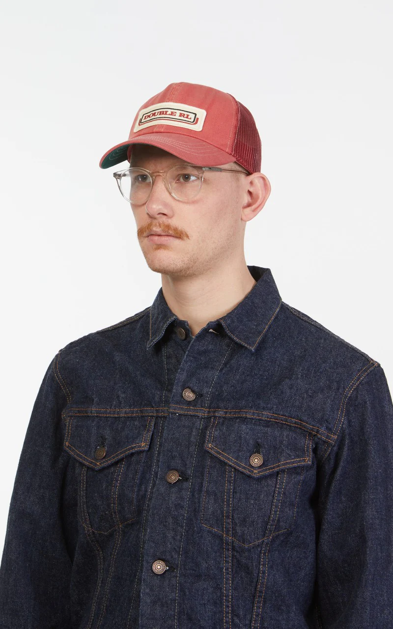 RRL Denim Mesh Trucker Cap Faded Red - Image 2