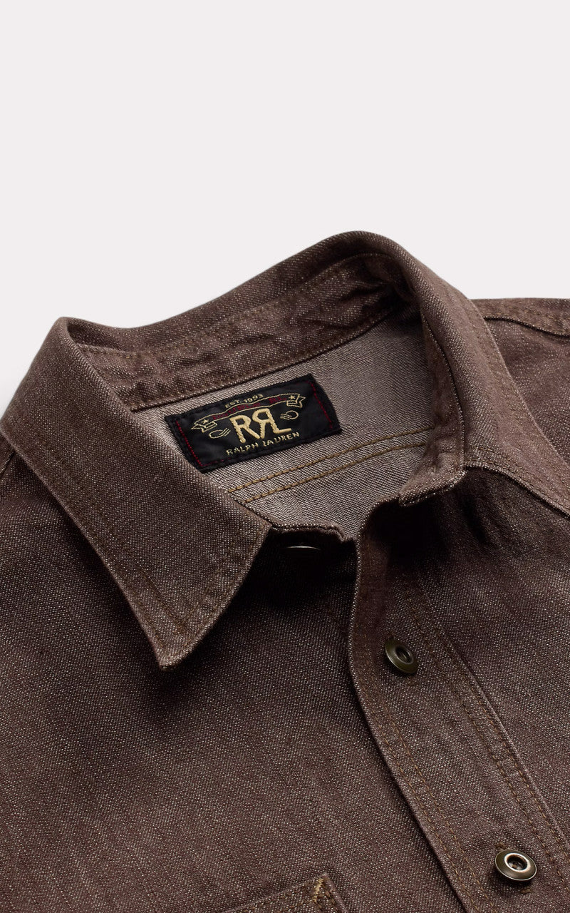 RRL Denim Workshirt Brown - Image 3