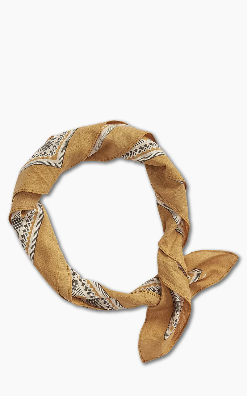 RRL Diamond Print Cotton Bandana Golden Tan/Cream/Brown - Image 2