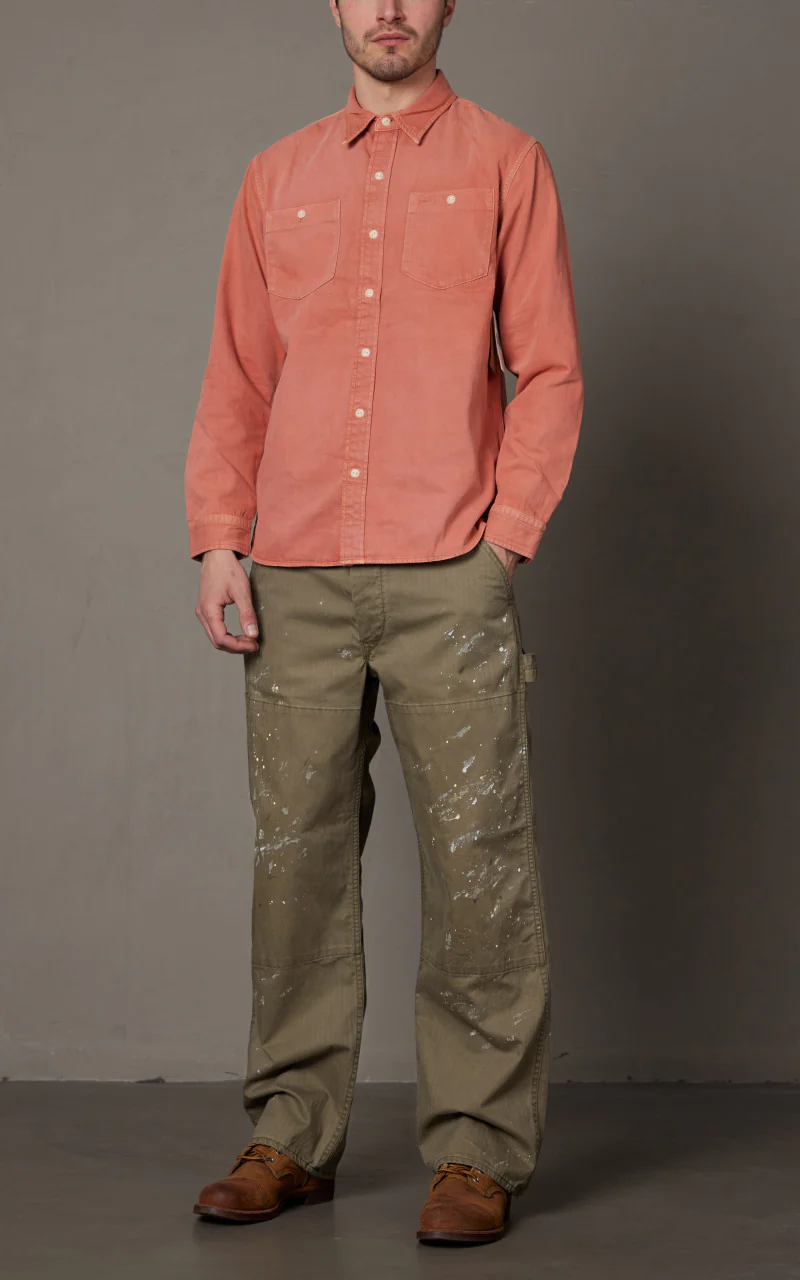 RRL Distressed Herringbone Carpenter Trouser Olive - Image 2
