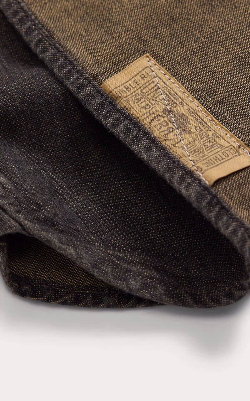 RRL Embroidered Denim Workshirt Washed Black - Image 5