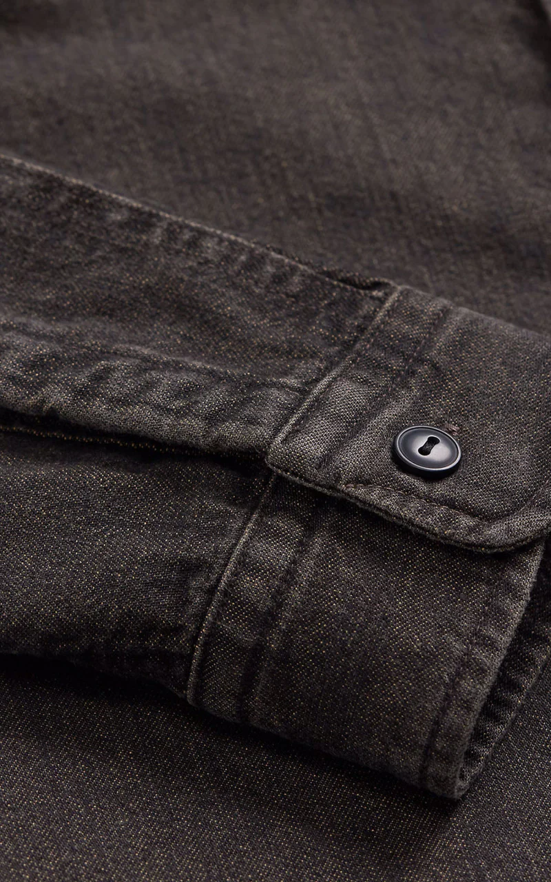 RRL Embroidered Denim Workshirt Washed Black - Image 6