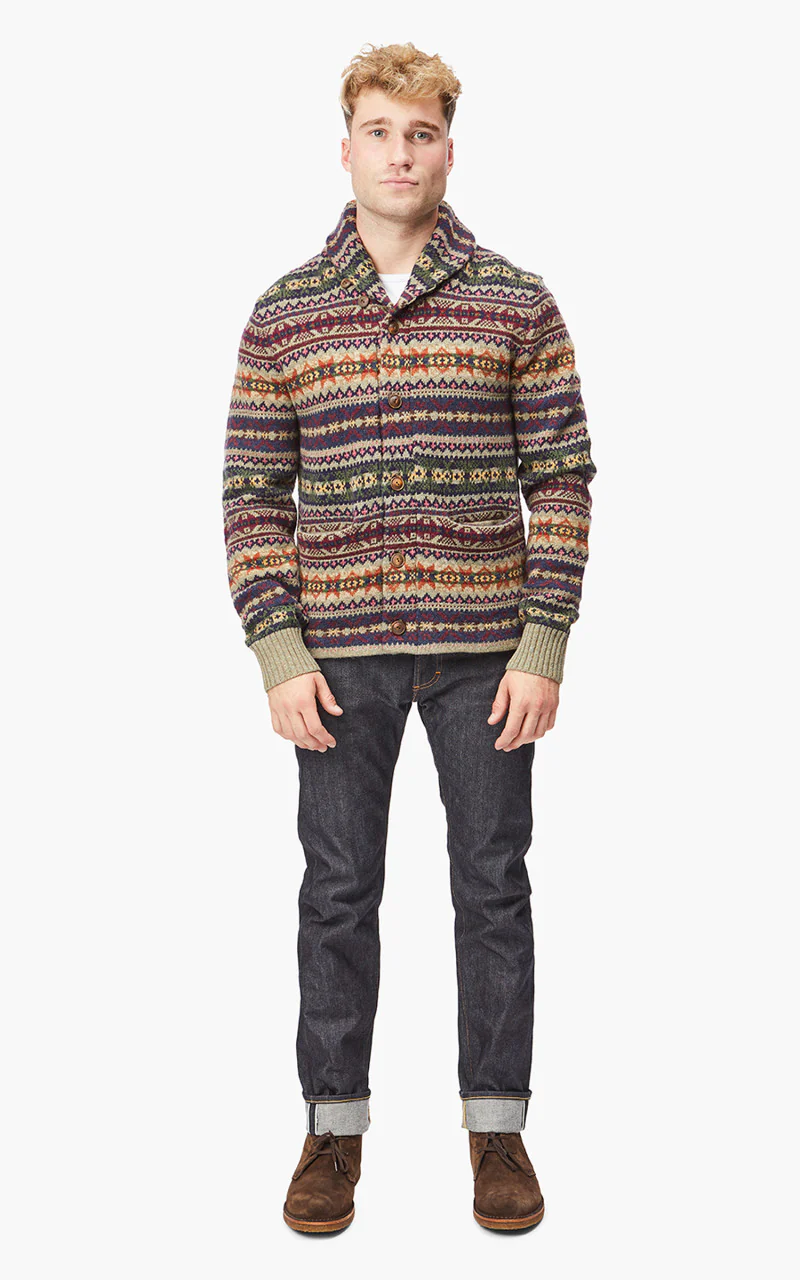RRL Fairisle Shawl Collar Cardigan Brown/Multi - Image 2