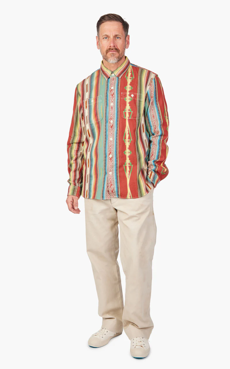 RRL Farrell Jacquard Workshirt Red/Multi - Image 2