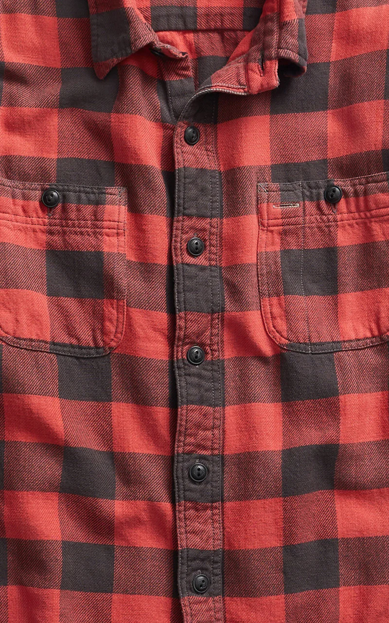 RRL Farrell Plaid Twill Workshirt Red/Black - Image 3