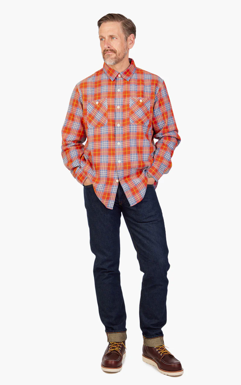 RRL Farrell Plaid Twill Workshirt Red/Blue - Image 2