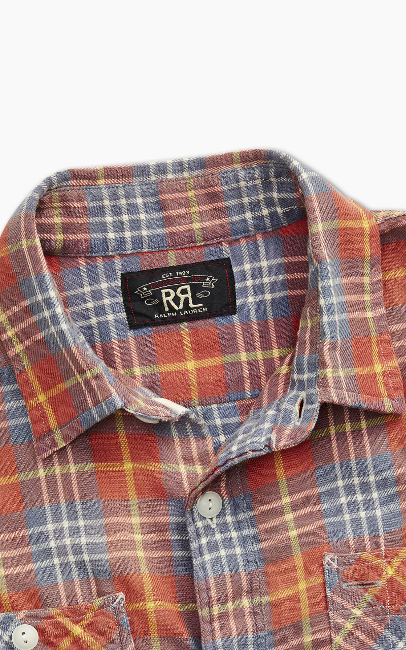RRL Farrell Plaid Twill Workshirt Red/Blue - Image 4