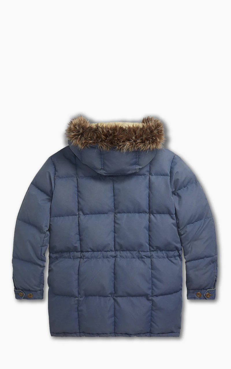 RRL Faux-Fur-Trim Quilted Jacket Steel Blue - Image 3