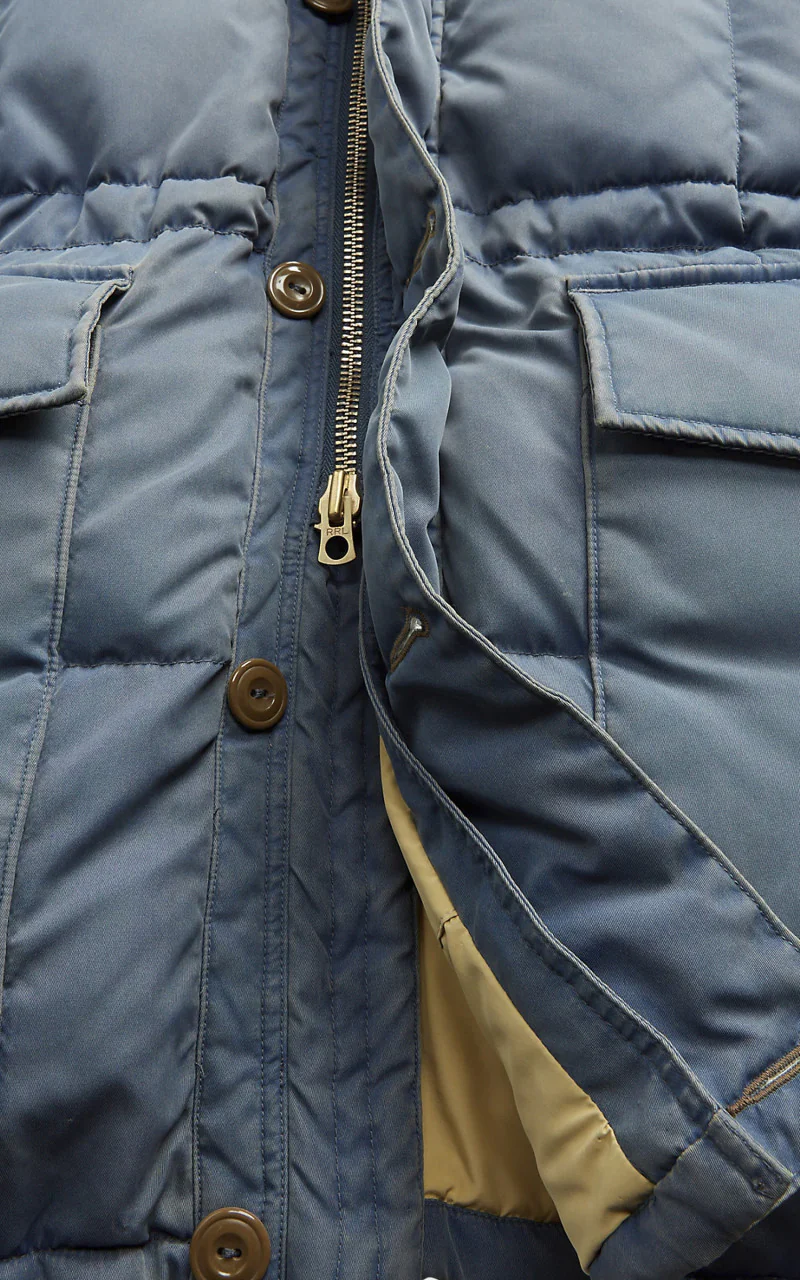 RRL Faux-Fur-Trim Quilted Jacket Steel Blue - Image 5